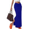 image:imageLYANER Womens High Waisted Bodycon Maxi Skirt Ruched Side Split Pencil Long Skirt with Flap PocketsRoyal Blue