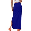 image:imageLYANER Womens High Waisted Bodycon Maxi Skirt Ruched Side Split Pencil Long Skirt with Flap PocketsRoyal Blue