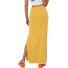 image:imageLYANER Womens High Waisted Bodycon Maxi Skirt Ruched Side Split Pencil Long Skirt with Flap PocketsYellow