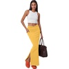 image:imageLYANER Womens High Waisted Bodycon Maxi Skirt Ruched Side Split Pencil Long Skirt with Flap PocketsYellow