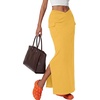 image:imageLYANER Womens High Waisted Bodycon Maxi Skirt Ruched Side Split Pencil Long Skirt with Flap PocketsYellow