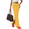 image:imageLYANER Womens High Waisted Bodycon Maxi Skirt Ruched Side Split Pencil Long Skirt with Flap PocketsYellow