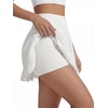 image:imageLYANER Womens High Waisted Ruffle Lace Trim A Line Casual Mini Skirt with ShortsWhite