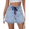image:imageLYANER Womens High Waisted Stretchy Drawstring Casual Denim Shorts with PocketsLight Blue