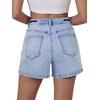 image:imageLYANER Womens High Waisted Stretchy Drawstring Casual Denim Shorts with PocketsLight Blue