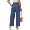 image:imageLYANER Womens High Waisted Stretchy Elastic Waist Casual Jeans Denim Pants with PocketsBlue
