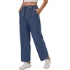 image:imageLYANER Womens High Waisted Stretchy Elastic Waist Casual Jeans Denim Pants with PocketsBlue