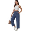image:imageLYANER Womens High Waisted Stretchy Elastic Waist Casual Jeans Denim Pants with PocketsBlue