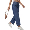 image:imageLYANER Womens High Waisted Stretchy Elastic Waist Casual Jeans Denim Pants with PocketsBlue