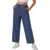 image:imageLYANER Womens High Waisted Stretchy Elastic Waist Casual Jeans Denim Pants with PocketsBlue