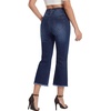 image:imageLYANER Womens High Waisted Stretchy Flare Raw Hem Trendy Cropped Jeans Denim Pants with PocketsDark Blue