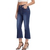 image:imageLYANER Womens High Waisted Stretchy Flare Raw Hem Trendy Cropped Jeans Denim Pants with PocketsDark Blue