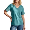 image:imageLYANER Womens Hollow Out Short Sleeve V Neck Dressy Casual Blouse Top ShirtsTeal Blue