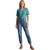 image:imageLYANER Womens Hollow Out Short Sleeve V Neck Dressy Casual Blouse Top ShirtsTeal Blue
