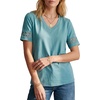 image:imageLYANER Womens Hollow Out Short Sleeve V Neck Dressy Casual Blouse Top ShirtsTeal Blue
