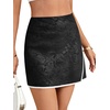 image:imageLYANER Womens Jacquard Wrap Front Hem Elastic High Waisted Zipper Mini Short SkirtBlack