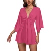 image:imageLYANER Womens Jumpsuit Polka Dots Deep V Neck Tie Knot Half Sleeve Romper PlaysuitRose