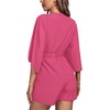 image:imageLYANER Womens Jumpsuit Polka Dots Deep V Neck Tie Knot Half Sleeve Romper PlaysuitRose