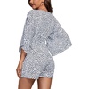 image:imageLYANER Womens Jumpsuit Polka Dots Deep V Neck Tie Knot Half Sleeve Romper PlaysuitWhite