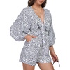 image:imageLYANER Womens Jumpsuit Polka Dots Deep V Neck Tie Knot Half Sleeve Romper PlaysuitWhite