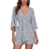 image:imageLYANER Womens Jumpsuit Polka Dots Deep V Neck Tie Knot Half Sleeve Romper PlaysuitWhite