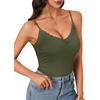 image:imageLYANER Womens Lace V Neck Camisole Adjustable Spaghetti Strap Cami Tops Sleeveless Tank ShirtsArmy Green