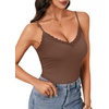 image:imageLYANER Womens Lace V Neck Camisole Adjustable Spaghetti Strap Cami Tops Sleeveless Tank ShirtsCoffee