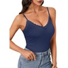 image:imageLYANER Womens Lace V Neck Camisole Adjustable Spaghetti Strap Cami Tops Sleeveless Tank ShirtsNavy Blue