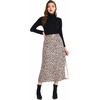 image:imageLYANER Womens Leopard Print Side Split High Waist Zipper Midi SkirtCoffee