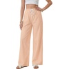 image:imageLYANER Womens Low Rise Striped Pants Wide Leg Cotton Elastic Drawstring Pajama Lounge Wear SleepweaOrange