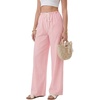 image:imageLYANER Womens Low Rise Striped Pants Wide Leg Cotton Elastic Drawstring Pajama Lounge Wear SleepweaPure Red