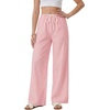 image:imageLYANER Womens Low Rise Striped Pants Wide Leg Cotton Elastic Drawstring Pajama Lounge Wear SleepweaPure Red