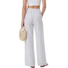 image:imageLYANER Womens Low Rise Striped Pants Wide Leg Cotton Elastic Drawstring Pajama Lounge Wear SleepweaSolid White