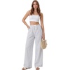 image:imageLYANER Womens Low Rise Striped Pants Wide Leg Cotton Elastic Drawstring Pajama Lounge Wear SleepweaSolid White