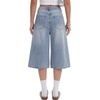 image:imageLYANER Womens Low Rise Wide Leg Baggy Y2k Bermuda Denim Jean Shorts with PocketsLight Blue