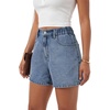 image:imageLYANER Womens Mid Rise Elastic Waist Straight Leg Casual Denim Jean Shorts with PocketsBlue