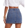 image:imageLYANER Womens Mid Rise Stretchy Bodycon Y2k Mini Denim Jean Skirts with PocketsDark Blue