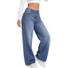image:imageLYANER Womens Mid Waist Wide Leg Baggy Vintage Casual Jeans Denim Pants with PocketsDark Blue