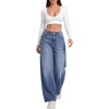 image:imageLYANER Womens Mid Waist Wide Leg Baggy Vintage Casual Jeans Denim Pants with PocketsDark Blue