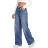 image:imageLYANER Womens Mid Waist Wide Leg Baggy Vintage Casual Jeans Denim Pants with PocketsDark Blue