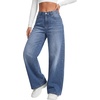 image:imageLYANER Womens Mid Waist Wide Leg Baggy Vintage Casual Jeans Denim Pants with PocketsDark Blue