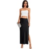 image:imageLYANER Womens Mid Waisted Ankle Length Bodycon Skirts Elegant Pencil Split Midi SkirtBlack