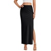 image:imageLYANER Womens Mid Waisted Ankle Length Bodycon Skirts Elegant Pencil Split Midi SkirtBlack