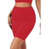 image:imageLYANER Womens Mini Skirt High Waist Ruched Bodycon Skirts Sexy Double Lined Mesh Short SkirtRedno Mesh
