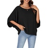 image:imageLYANER Womens Off Shoulder Tops Oversized Batwing Sleeve Loose Blouses Casual Tunic ShirtBlack