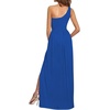 image:imageLYANER Womens One Shoulder High Split Sleeveless Ruched Cocktail Sexy Maxi Long Dress Royal Blue XLarge