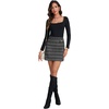 image:imageLYANER Womens Plaid Skirts Mid Waist Above Knee Bodycon Elegant Office Work Mini SkirtBlack