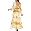 image:imageLYANER Womens Print Deep V Neck Puff Long Sleeve Cut Out Side Flowy Long DressFloral Ginger