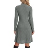 image:imageLYANER Womens Ribbed Knit Mock Neck Long Sleeve Ruched Ruffle A Line Casual Mini DressArmy Green