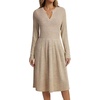 image:imageLYANER Womens Ribbed Knit V Neck Long Sleeve Ruffle A Line Casual Midi Dress with PocketsKhaki